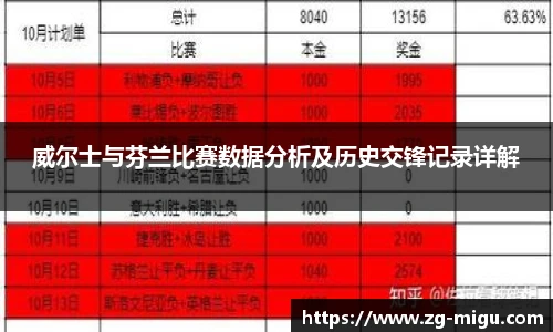 威尔士与芬兰比赛数据分析及历史交锋记录详解